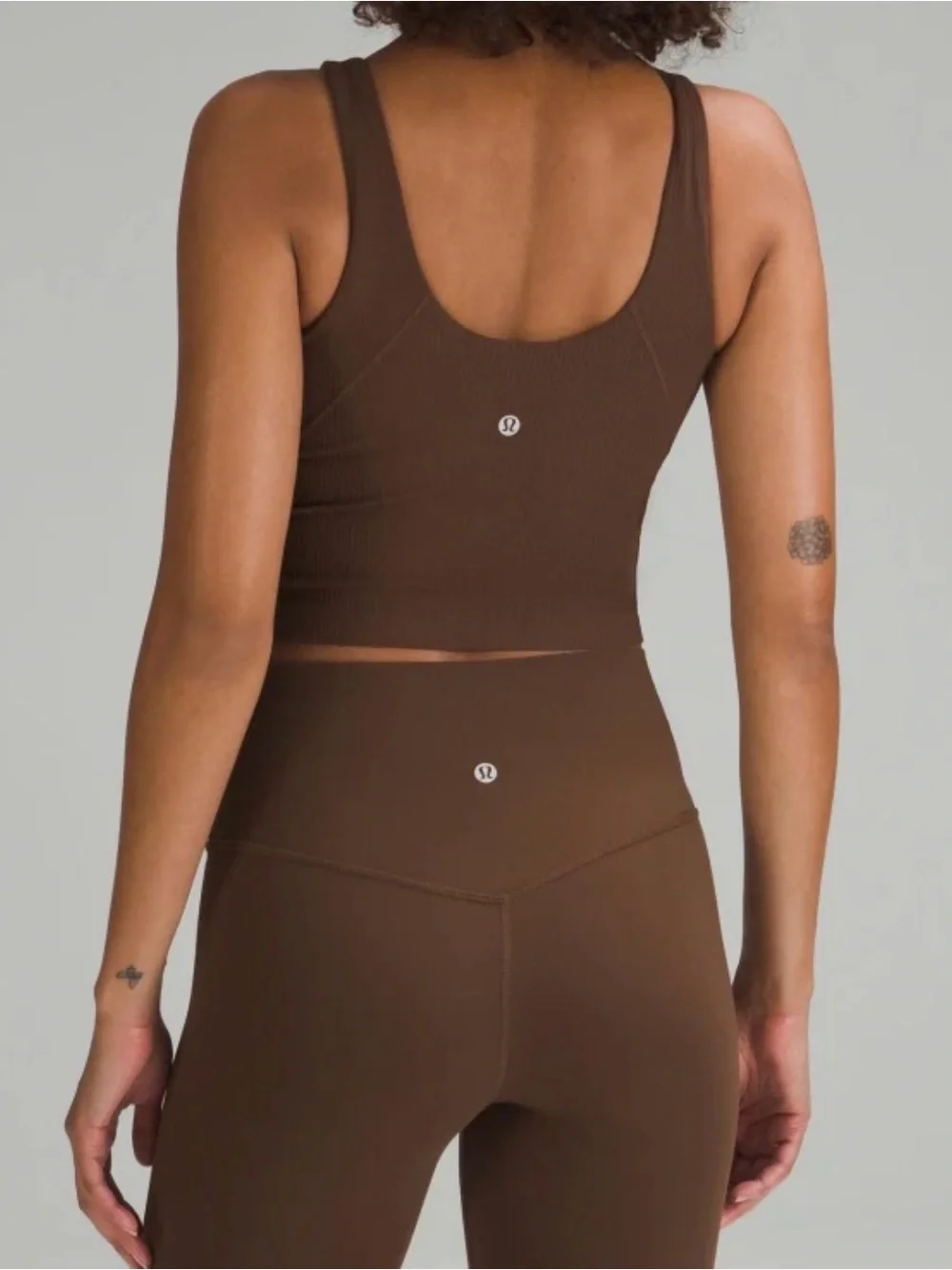 lululemon athletica Brown Ribbed Cropped Sports Bra